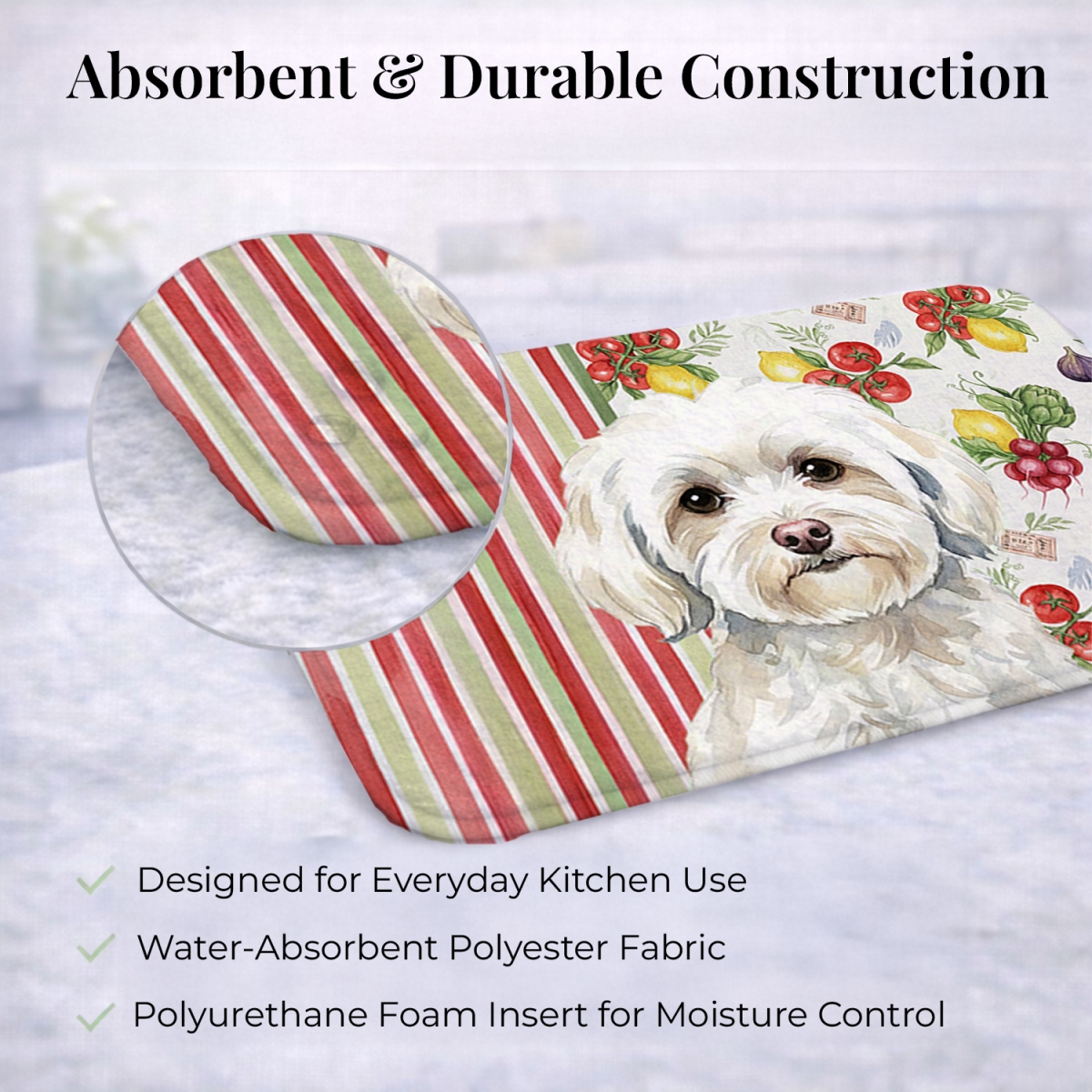 Picture of Carolines Treasures WDK8270DDM 21 x 14 in. White Havanese Vegetables Dish Drying Mat