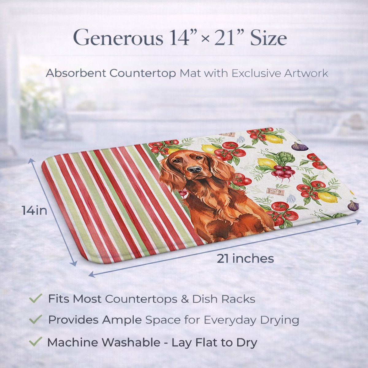 Picture of Carolines Treasures WDK8272DDM 21 x 14 in. Irish Setter Vegetables Dish Drying Mat