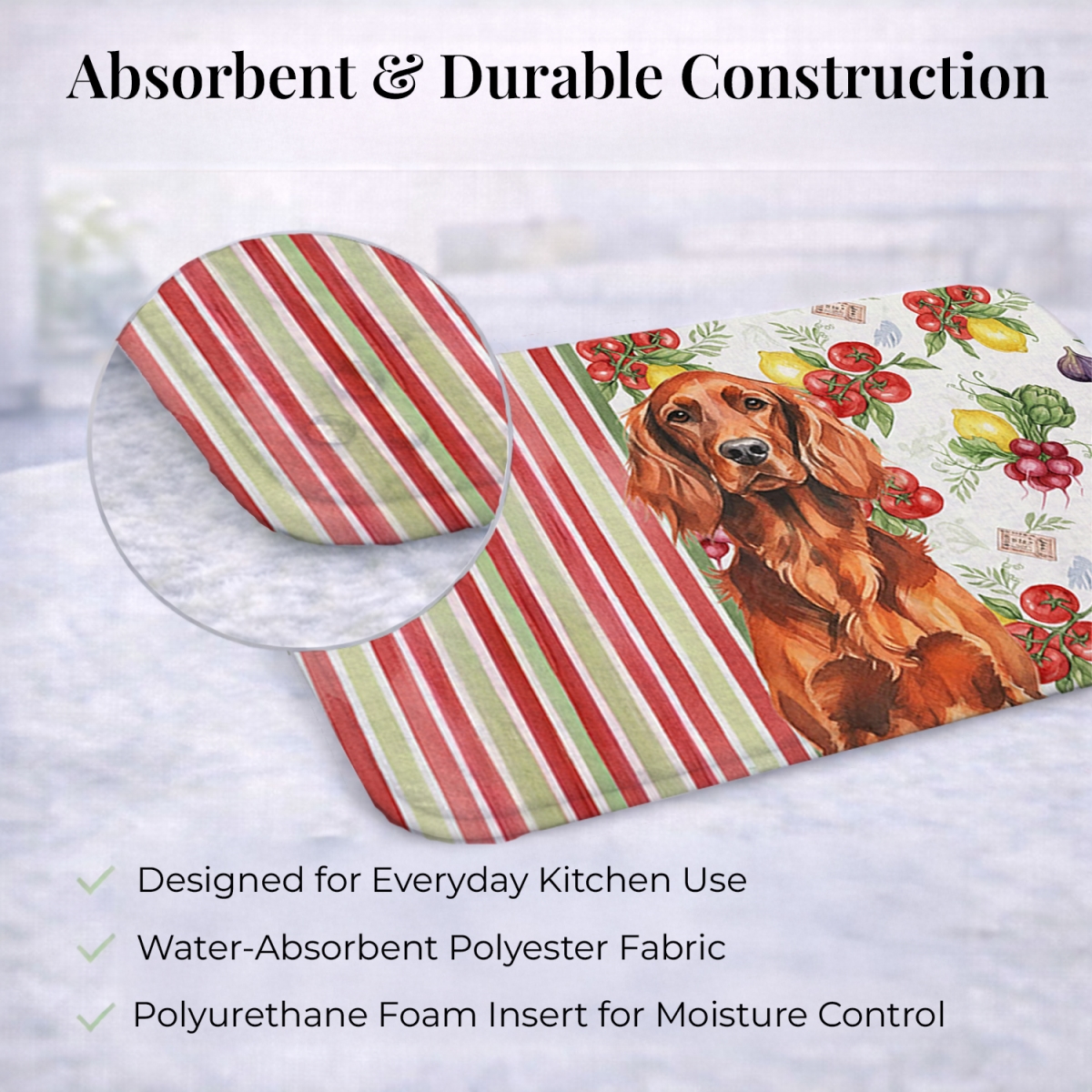 Picture of Carolines Treasures WDK8272DDM 21 x 14 in. Irish Setter Vegetables Dish Drying Mat
