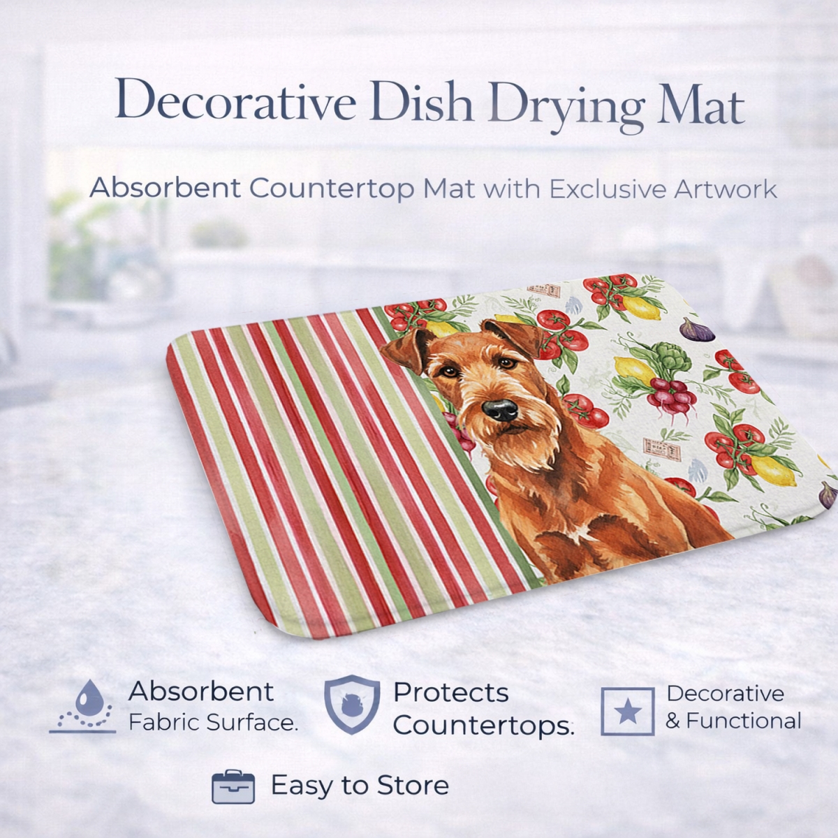 Picture of Carolines Treasures WDK8273DDM 21 x 14 in. Irish Terrier Vegetables Dish Drying Mat