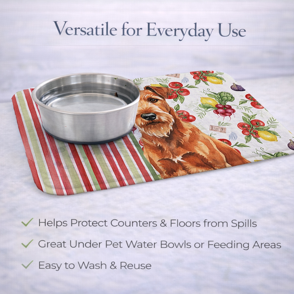 Picture of Carolines Treasures WDK8273DDM 21 x 14 in. Irish Terrier Vegetables Dish Drying Mat