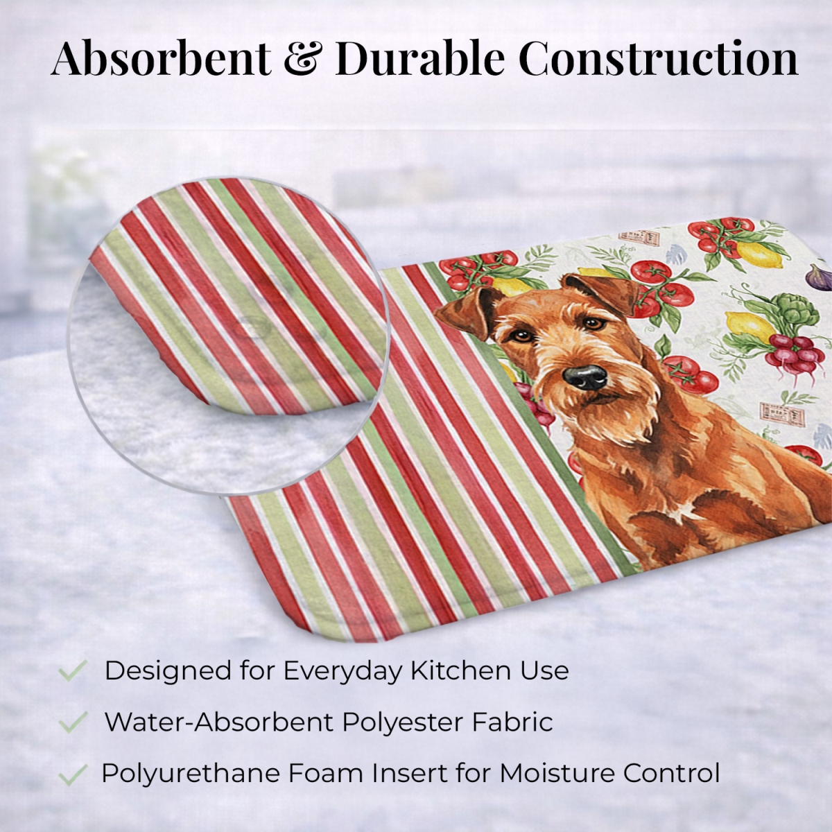 Picture of Carolines Treasures WDK8273DDM 21 x 14 in. Irish Terrier Vegetables Dish Drying Mat