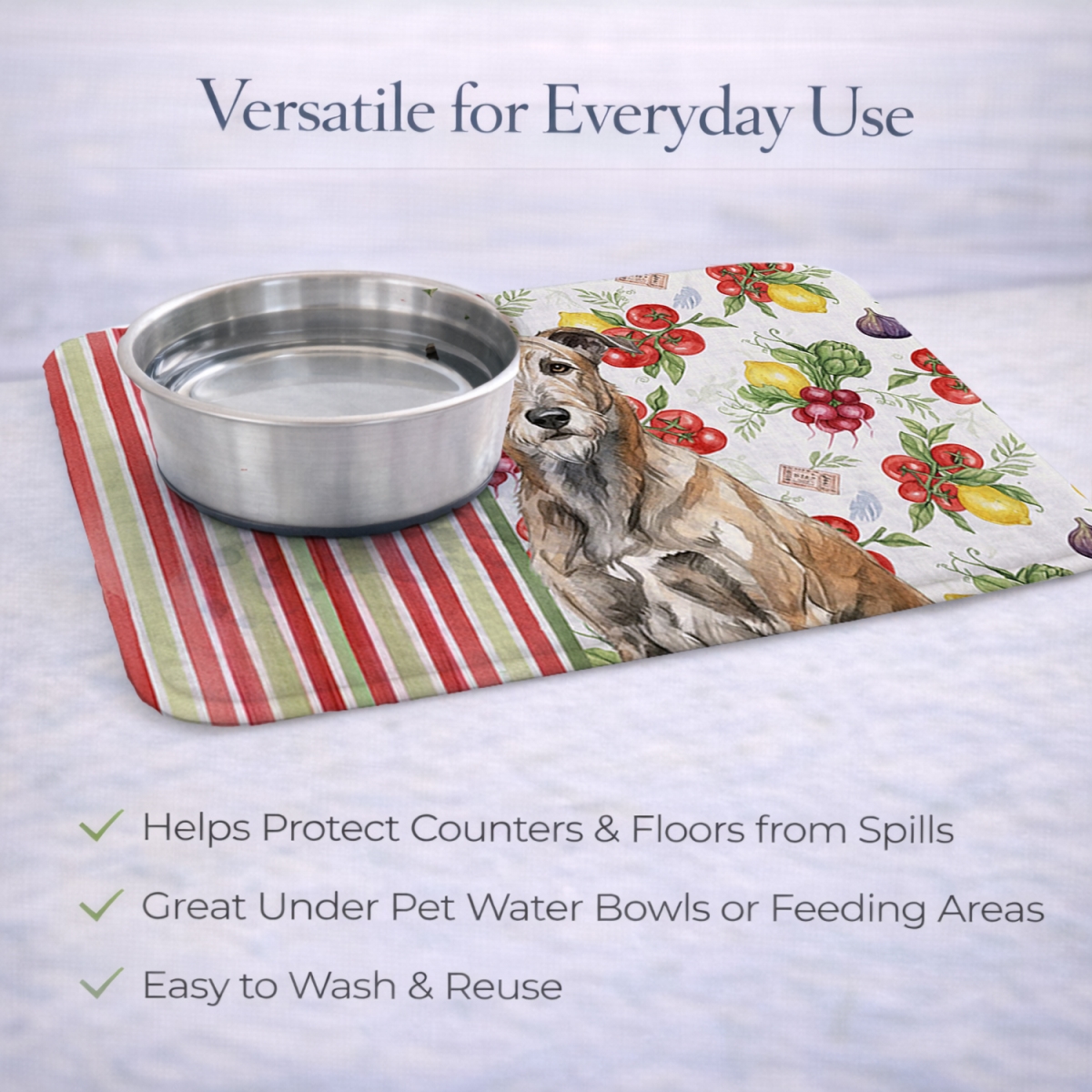 Picture of Carolines Treasures WDK8274DDM 21 x 14 in. Brindle Irish Wolfhound Vegetables Dish Drying Mat