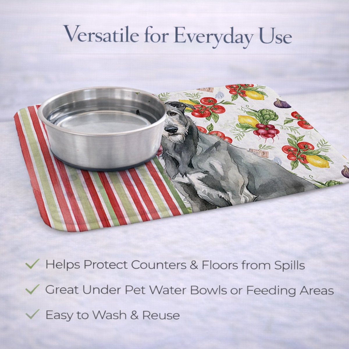 Picture of Carolines Treasures WDK8275DDM 21 x 14 in. Gray Irish Wolfhound Vegetables Dish Drying Mat
