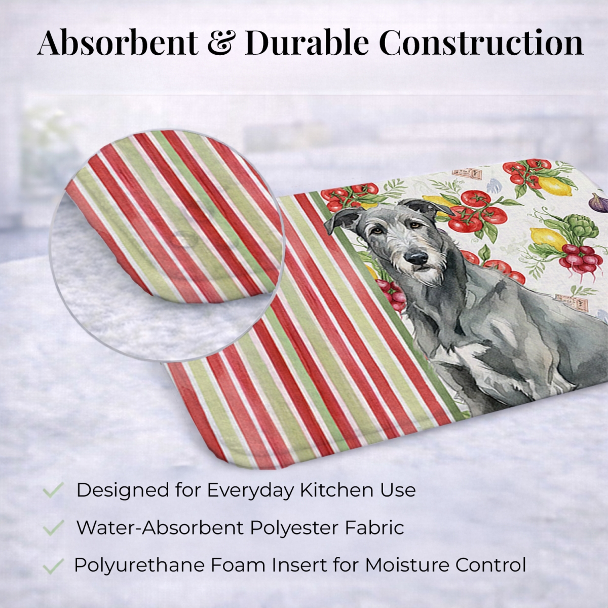 Picture of Carolines Treasures WDK8275DDM 21 x 14 in. Gray Irish Wolfhound Vegetables Dish Drying Mat