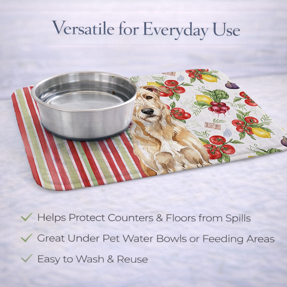 Picture of Carolines Treasures WDK8276DDM 21 x 14 in. Wheaten Irish Wolfhound Vegetables Dish Drying Mat