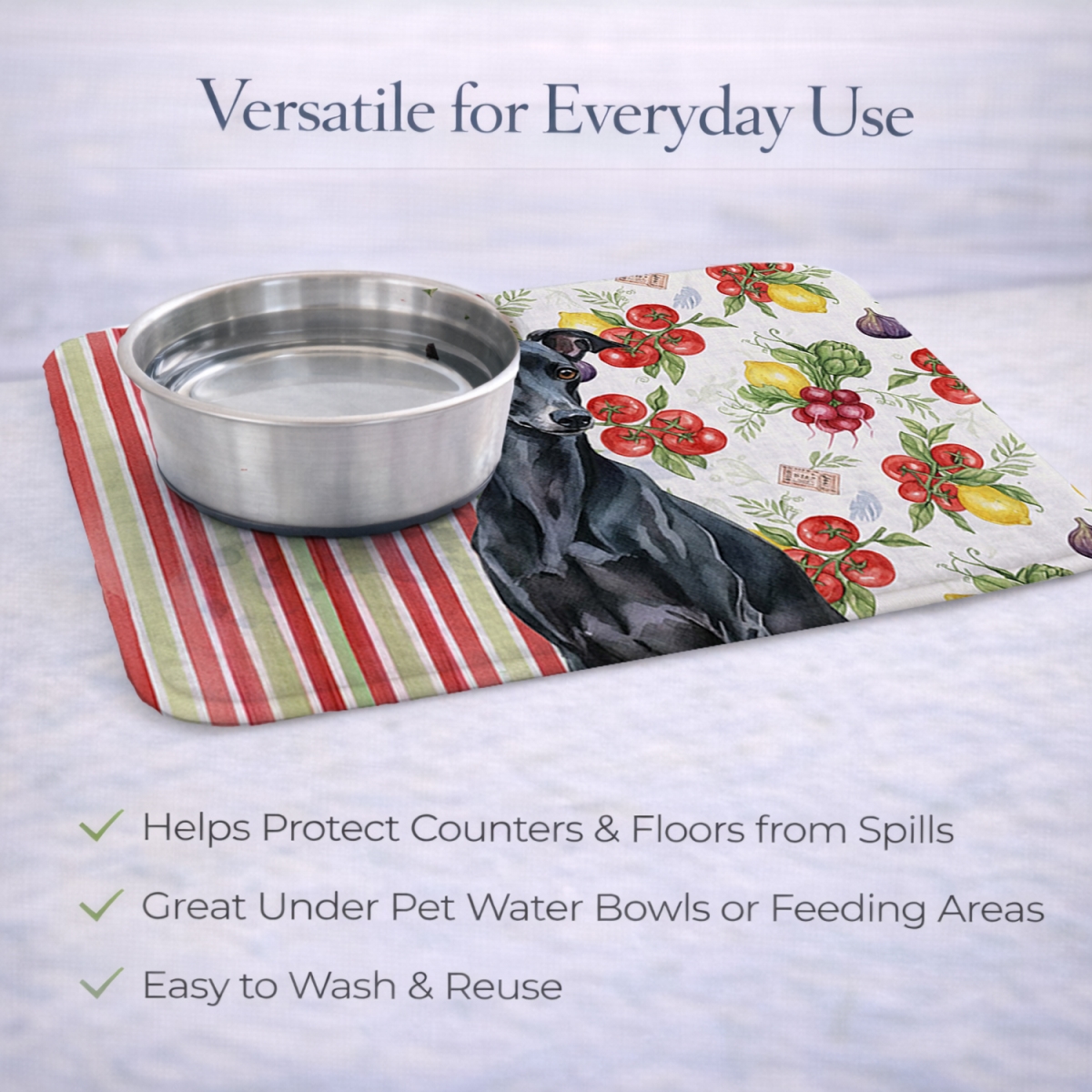 Picture of Carolines Treasures WDK8277DDM 21 x 14 in. Black Italian Greyhound Vegetables Dish Drying Mat
