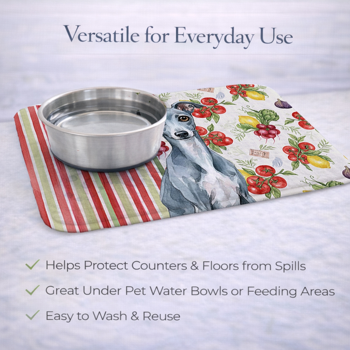 Picture of Carolines Treasures WDK8278DDM 21 x 14 in. Blue Italian Greyhound Vegetables Dish Drying Mat
