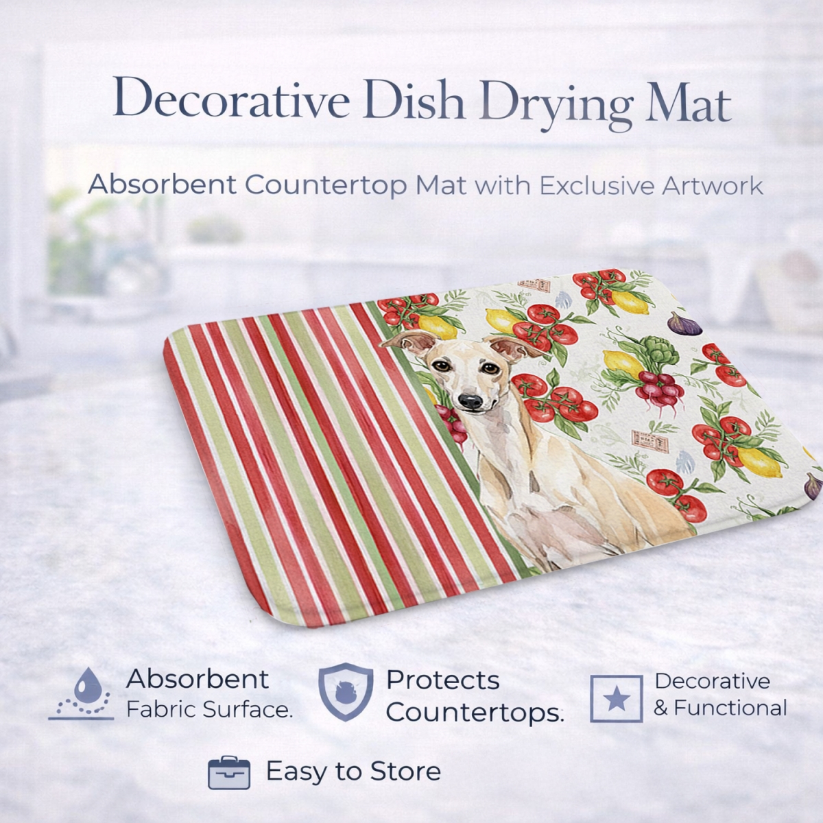 Picture of Carolines Treasures WDK8279DDM 21 x 14 in. Cream Italian Greyhound Vegetables Dish Drying Mat