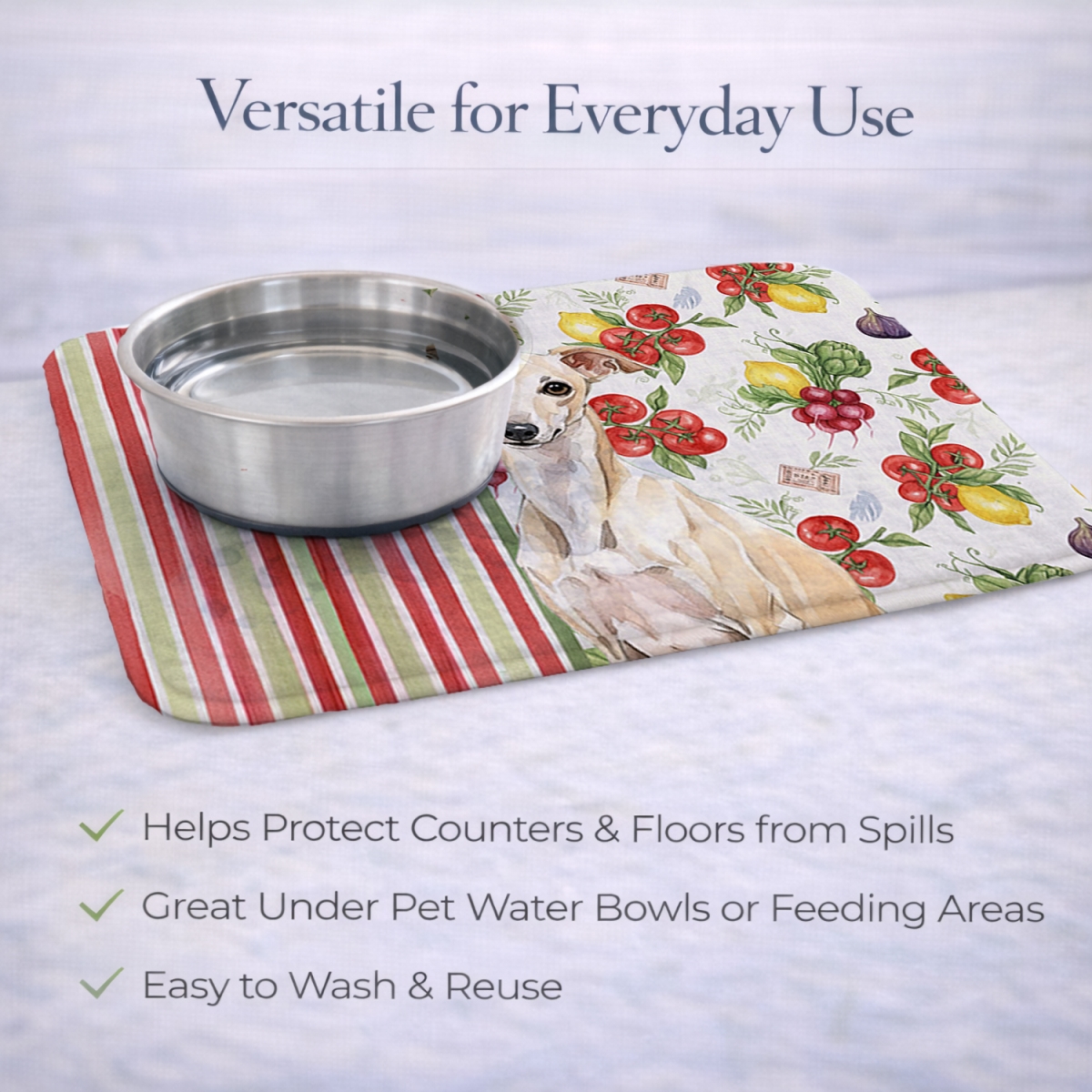 Picture of Carolines Treasures WDK8279DDM 21 x 14 in. Cream Italian Greyhound Vegetables Dish Drying Mat