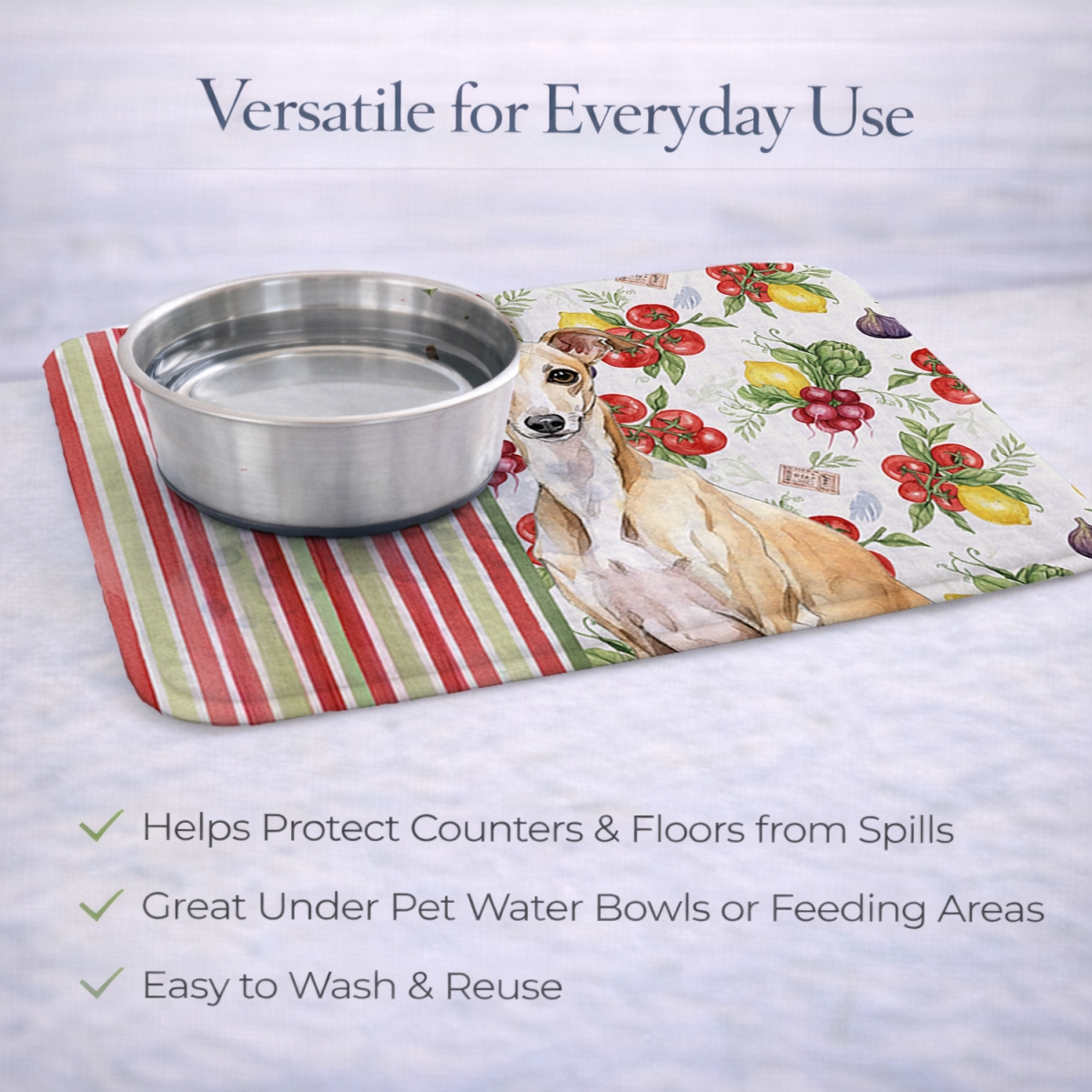 Picture of Carolines Treasures WDK8280DDM 21 x 14 in. Fawn Italian Greyhound Vegetables Dish Drying Mat