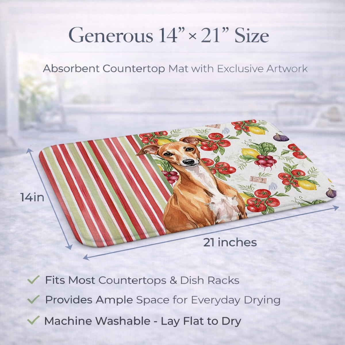 Picture of Carolines Treasures WDK8281DDM 21 x 14 in. Red Italian Greyhound Vegetables Dish Drying Mat