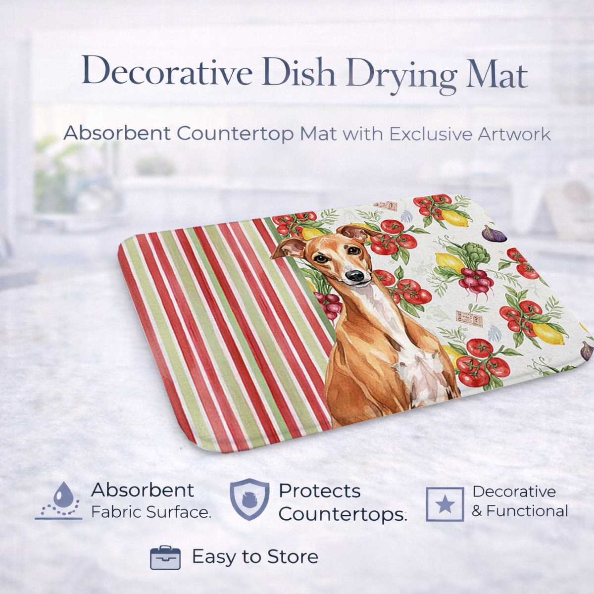 Picture of Carolines Treasures WDK8281DDM 21 x 14 in. Red Italian Greyhound Vegetables Dish Drying Mat