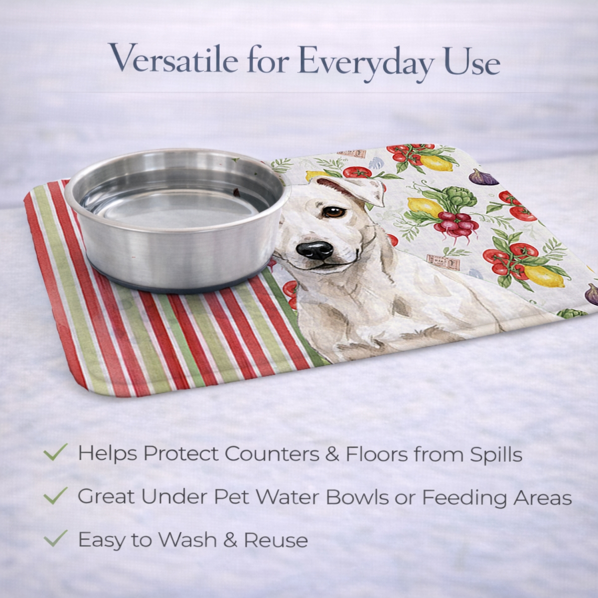 Picture of Carolines Treasures WDK8284DDM 21 x 14 in. White Jack Russell Terrier Vegetables Dish Drying Mat