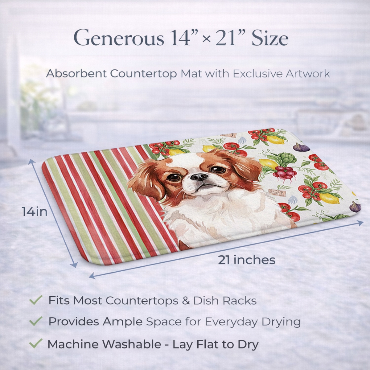 Picture of Carolines Treasures WDK8286DDM 21 x 14 in. Red & White Japanese Chin Vegetables Dish Drying Mat