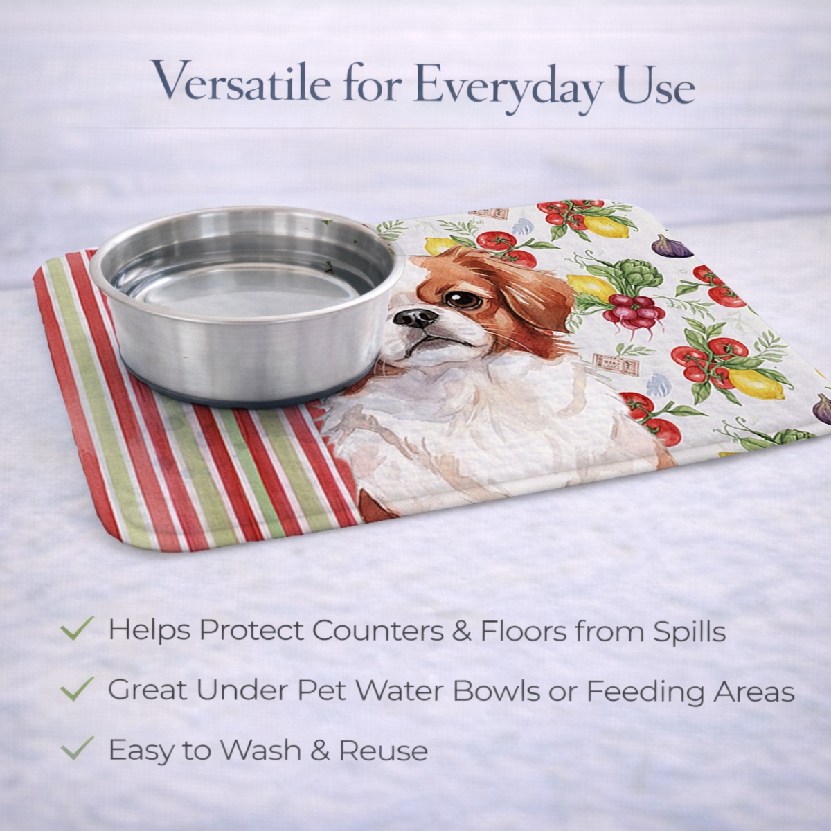 Picture of Carolines Treasures WDK8286DDM 21 x 14 in. Red & White Japanese Chin Vegetables Dish Drying Mat