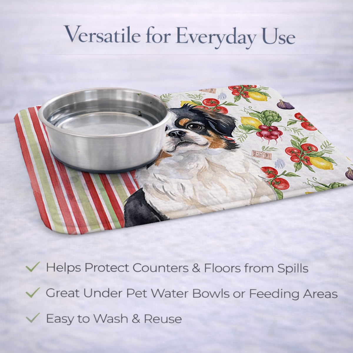 Picture of Carolines Treasures WDK8287DDM 21 x 14 in. Tricolor Japanese Chin Vegetables Dish Drying Mat