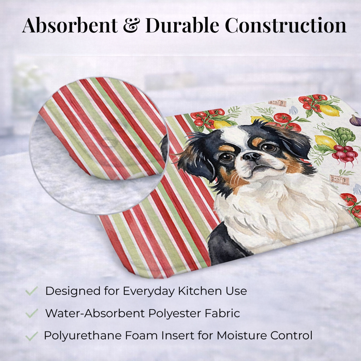 Picture of Carolines Treasures WDK8287DDM 21 x 14 in. Tricolor Japanese Chin Vegetables Dish Drying Mat
