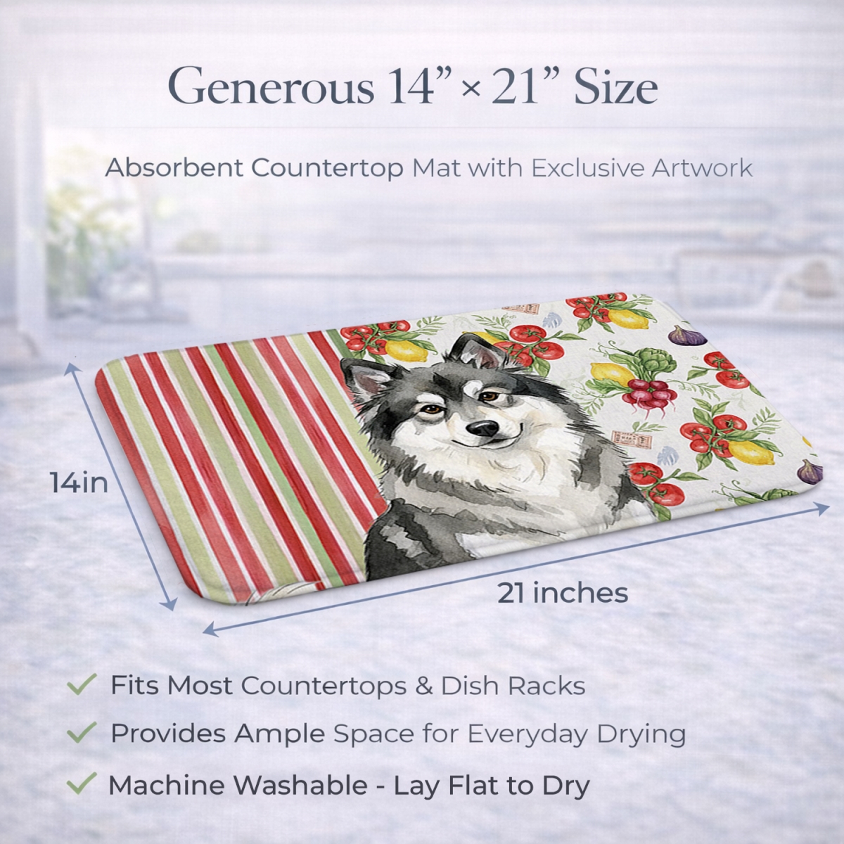 Picture of Carolines Treasures WDK8288DDM 21 x 14 in. Keeshond Vegetables Dish Drying Mat