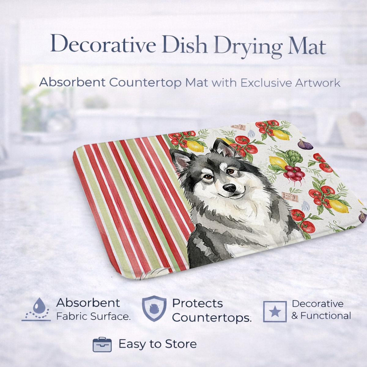 Picture of Carolines Treasures WDK8288DDM 21 x 14 in. Keeshond Vegetables Dish Drying Mat