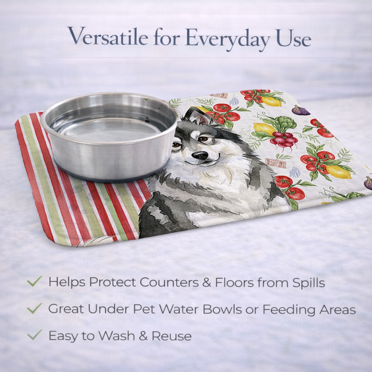 Picture of Carolines Treasures WDK8288DDM 21 x 14 in. Keeshond Vegetables Dish Drying Mat