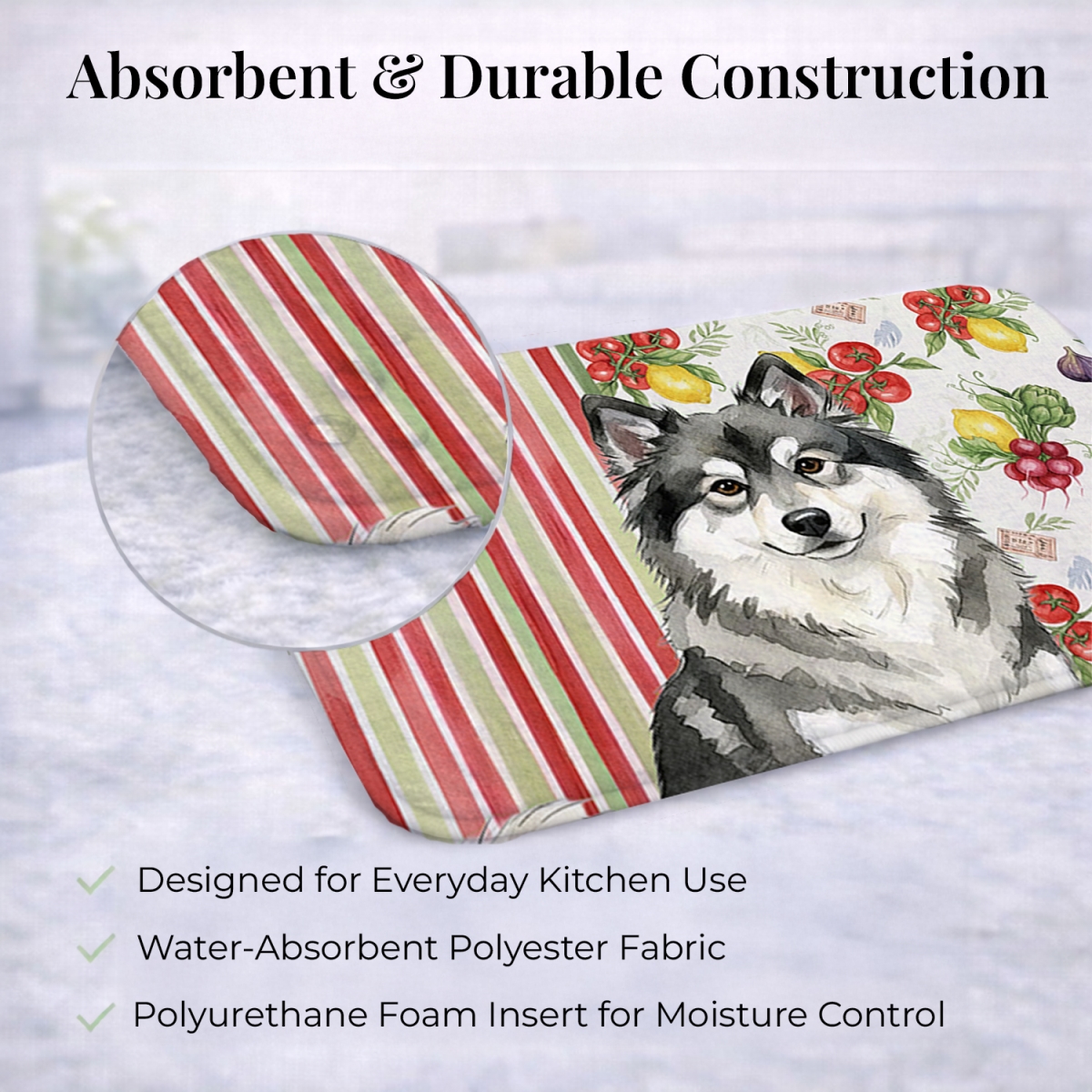 Picture of Carolines Treasures WDK8288DDM 21 x 14 in. Keeshond Vegetables Dish Drying Mat