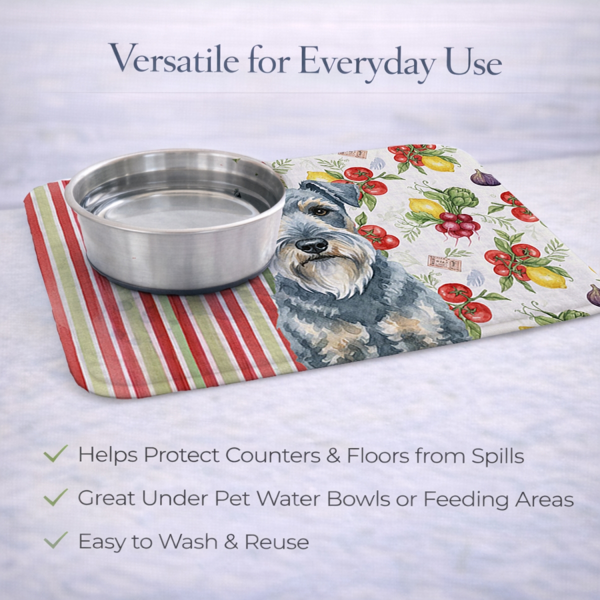 Picture of Carolines Treasures WDK8289DDM 21 x 14 in. Kerry Blue Terrier Vegetables Dish Drying Mat