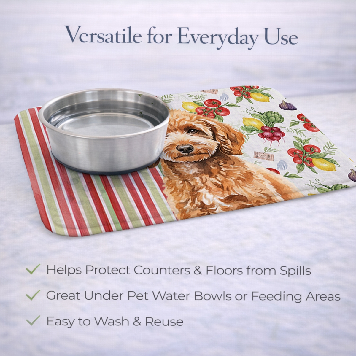 Picture of Carolines Treasures WDK8363DDM 21 x 14 in. Miniature Apricot Poodle Vegetables Dish Drying Mat