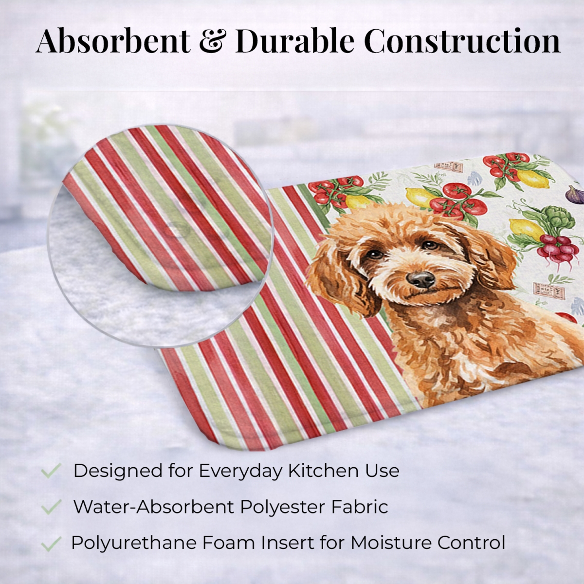 Picture of Carolines Treasures WDK8363DDM 21 x 14 in. Miniature Apricot Poodle Vegetables Dish Drying Mat