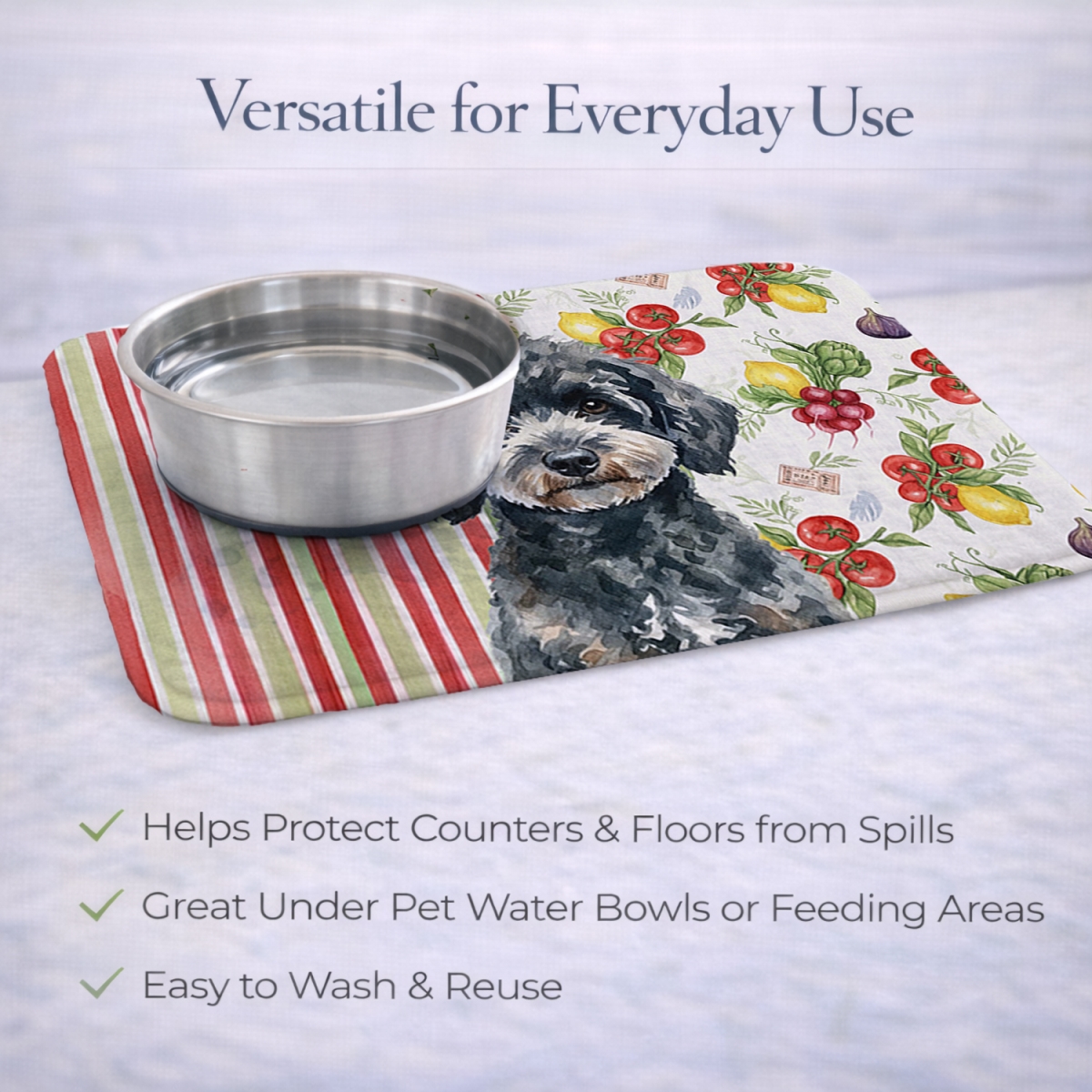 Picture of Carolines Treasures WDK8364DDM 21 x 14 in. Miniature Black Poodle Vegetables Dish Drying Mat