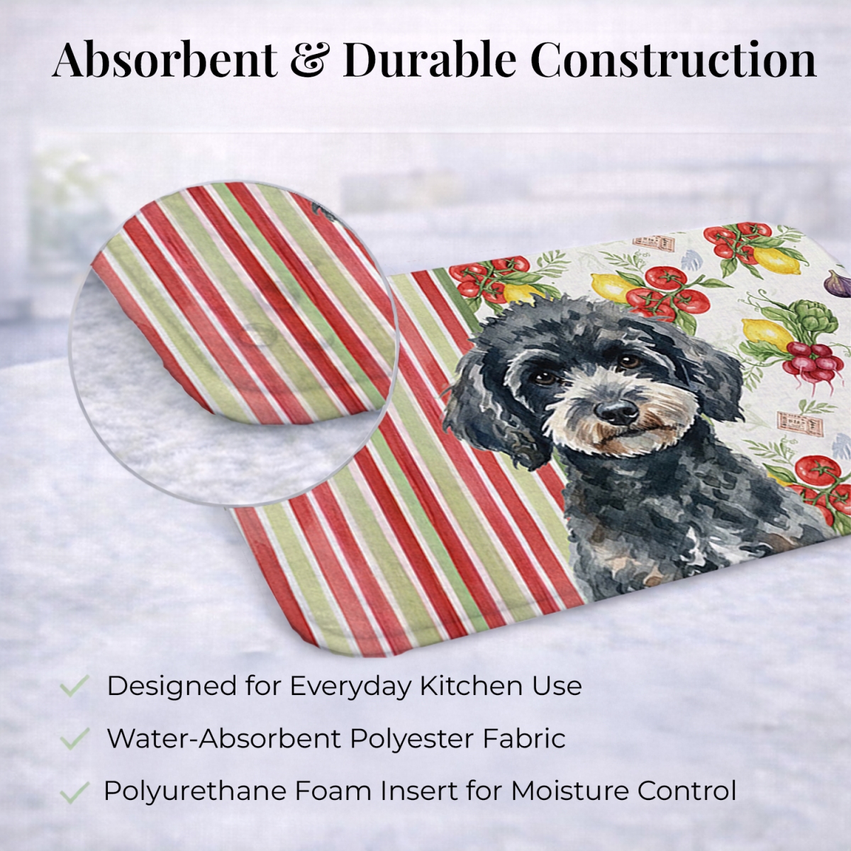 Picture of Carolines Treasures WDK8364DDM 21 x 14 in. Miniature Black Poodle Vegetables Dish Drying Mat