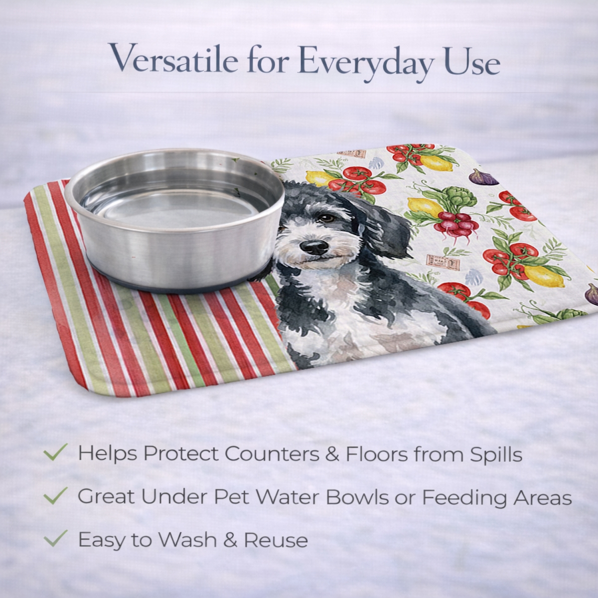 Picture of Carolines Treasures WDK8365DDM 21 x 14 in. Miniature Parti Poodle Vegetables Dish Drying Mat