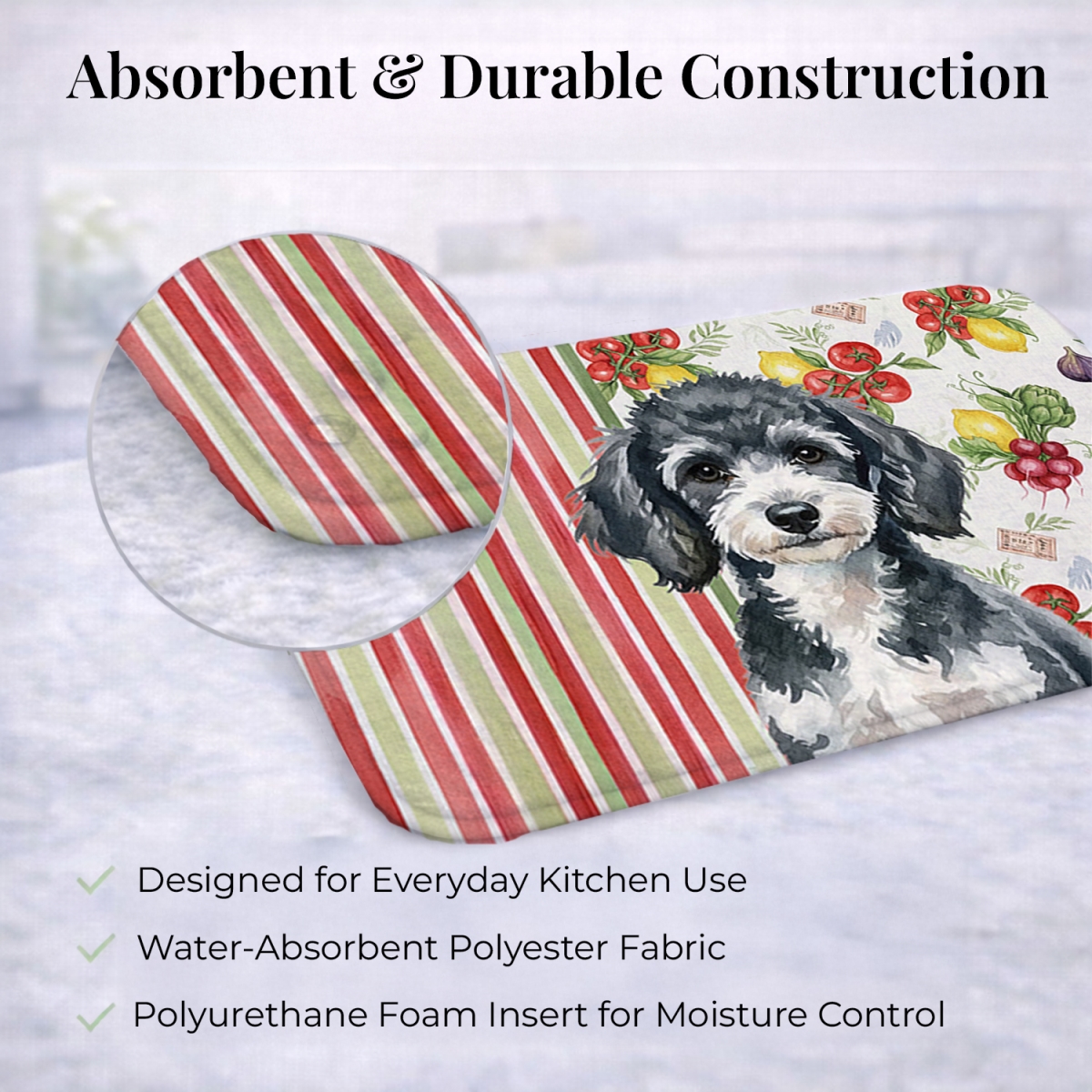Picture of Carolines Treasures WDK8365DDM 21 x 14 in. Miniature Parti Poodle Vegetables Dish Drying Mat