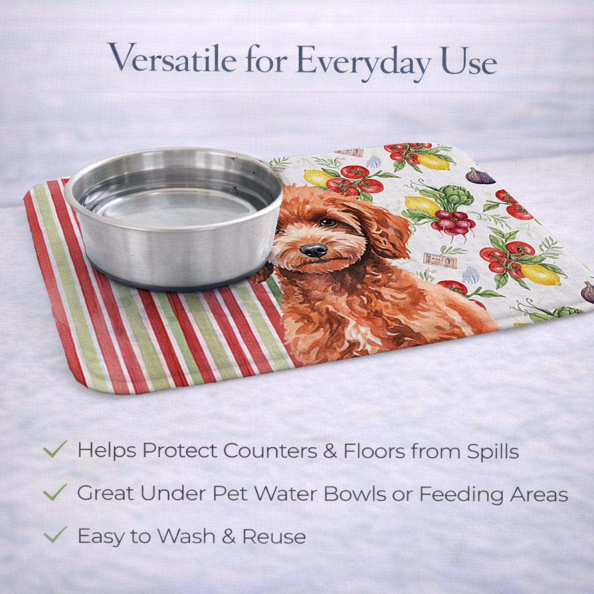 Picture of Carolines Treasures WDK8366DDM 21 x 14 in. Miniature Red Poodle Vegetables Dish Drying Mat