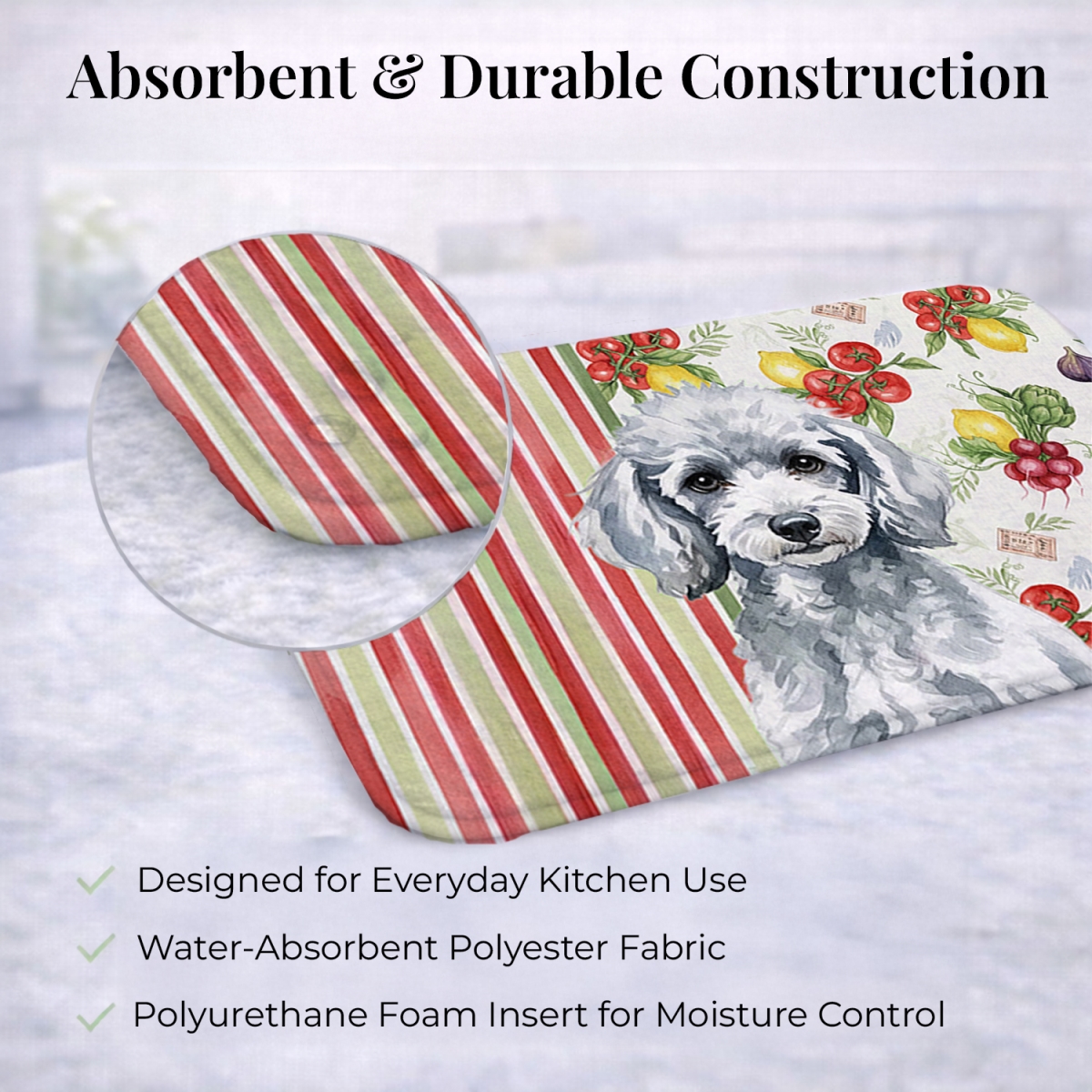 Picture of Carolines Treasures WDK8367DDM 21 x 14 in. Miniature Silver Poodle Vegetables Dish Drying Mat