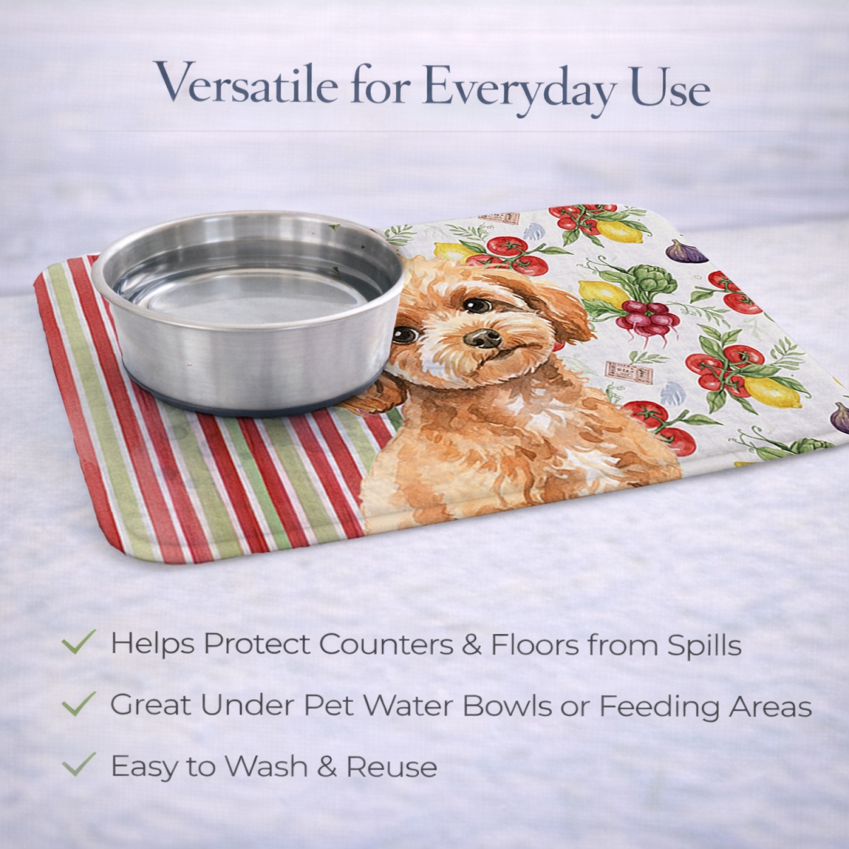 Picture of Carolines Treasures WDK8372DDM 21 x 14 in. Toy Apricot Poodle Vegetables Dish Drying Mat