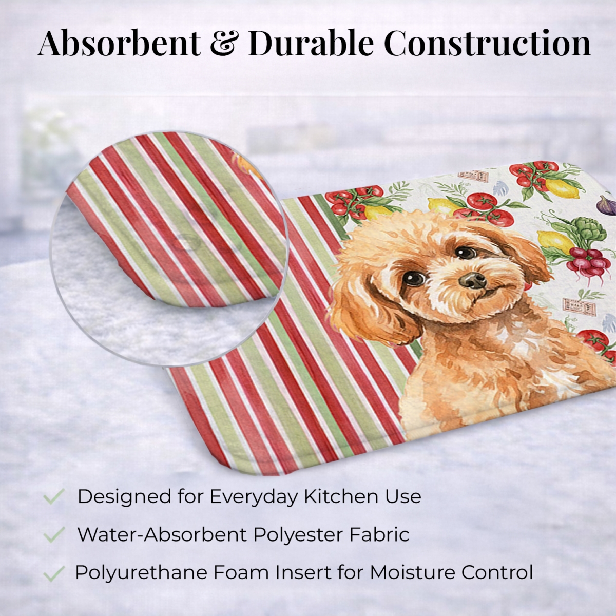 Picture of Carolines Treasures WDK8372DDM 21 x 14 in. Toy Apricot Poodle Vegetables Dish Drying Mat