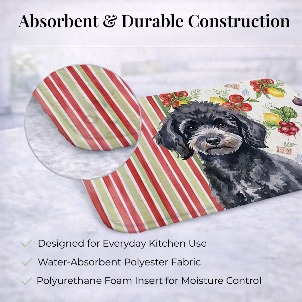 Picture of Carolines Treasures WDK8373DDM 21 x 14 in. Toy Black Poodle Vegetables Dish Drying Mat
