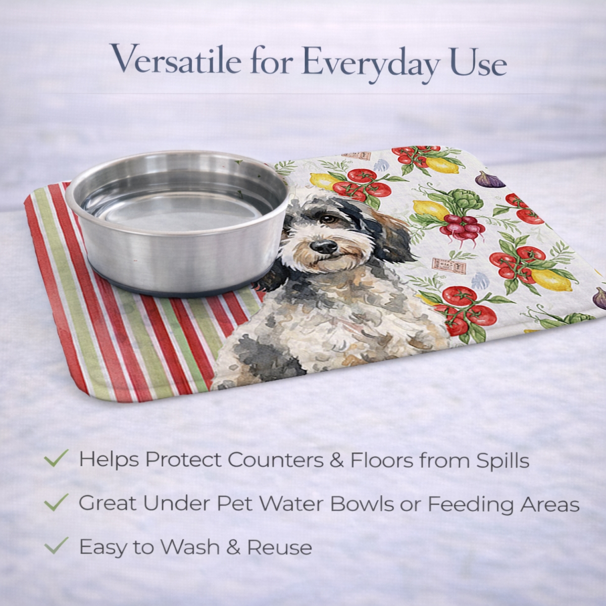Picture of Carolines Treasures WDK8374DDM 21 x 14 in. Toy Parti Poodle Vegetables Dish Drying Mat
