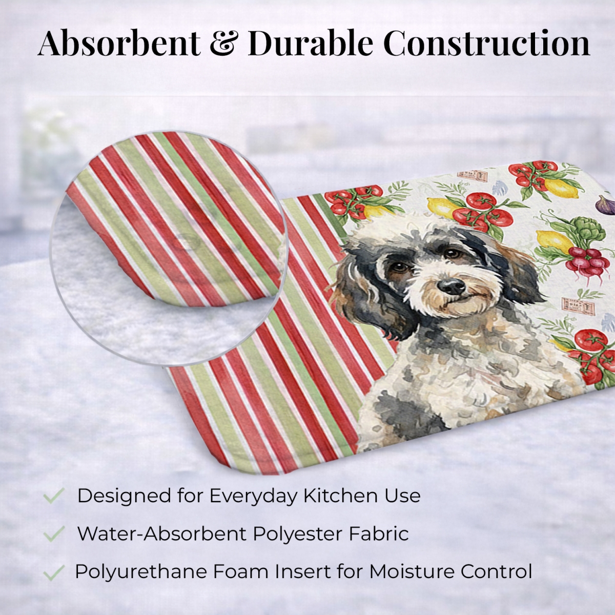 Picture of Carolines Treasures WDK8374DDM 21 x 14 in. Toy Parti Poodle Vegetables Dish Drying Mat
