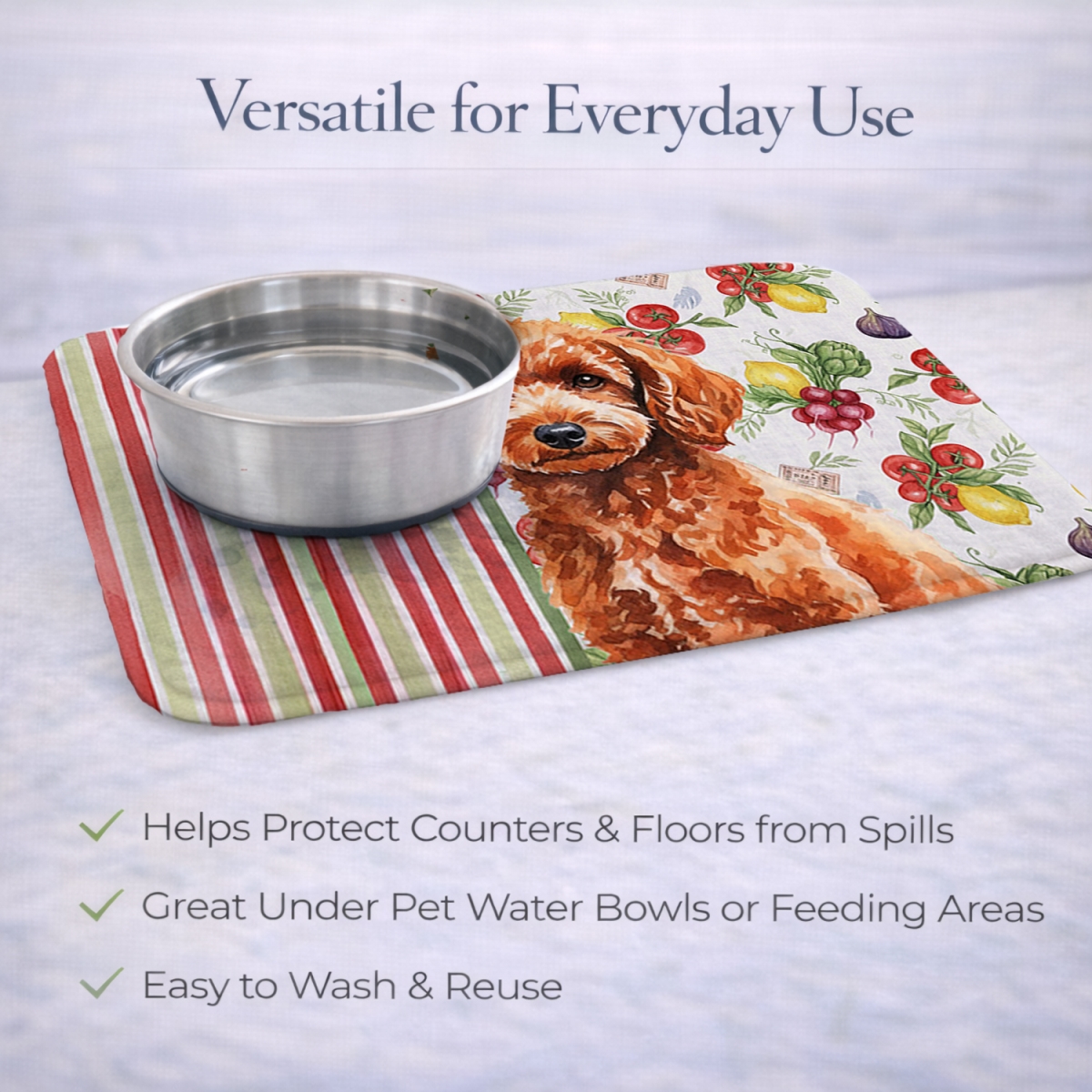 Picture of Carolines Treasures WDK8375DDM 21 x 14 in. Toy Red Poodle Vegetables Dish Drying Mat