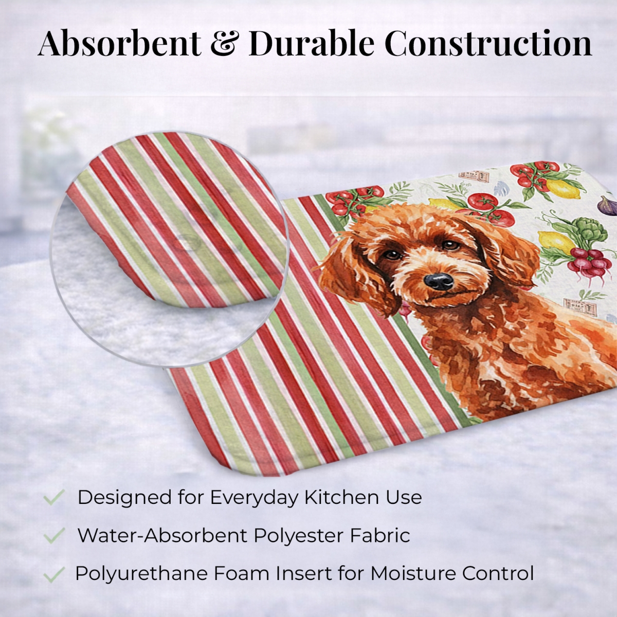 Picture of Carolines Treasures WDK8375DDM 21 x 14 in. Toy Red Poodle Vegetables Dish Drying Mat