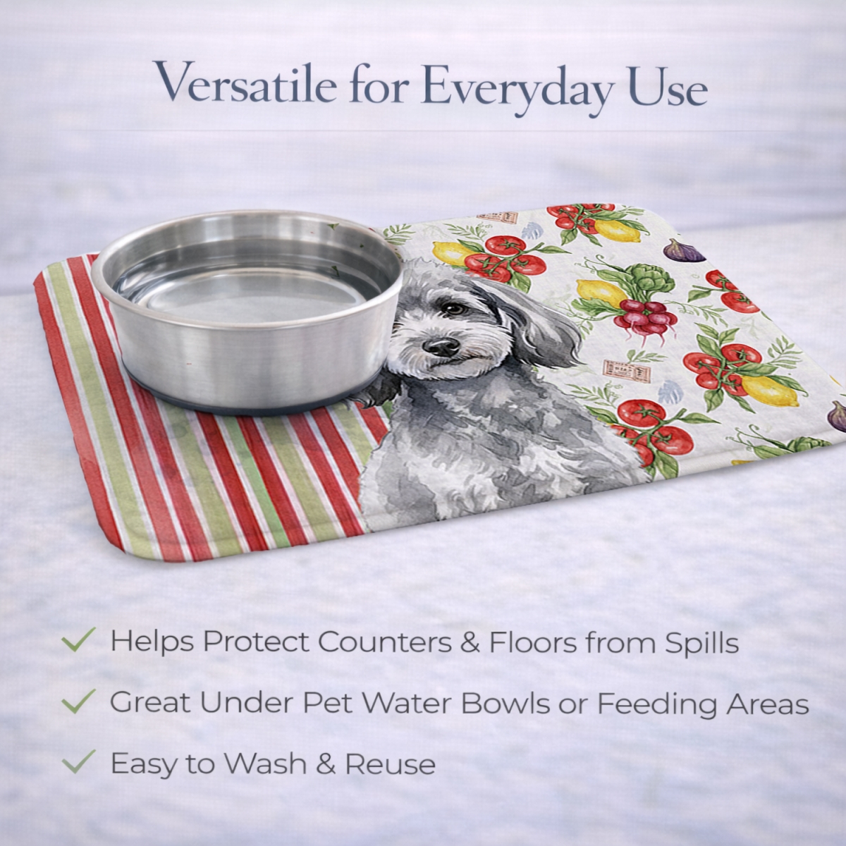Picture of Carolines Treasures WDK8376DDM 21 x 14 in. Toy Silver Poodle Vegetables Dish Drying Mat