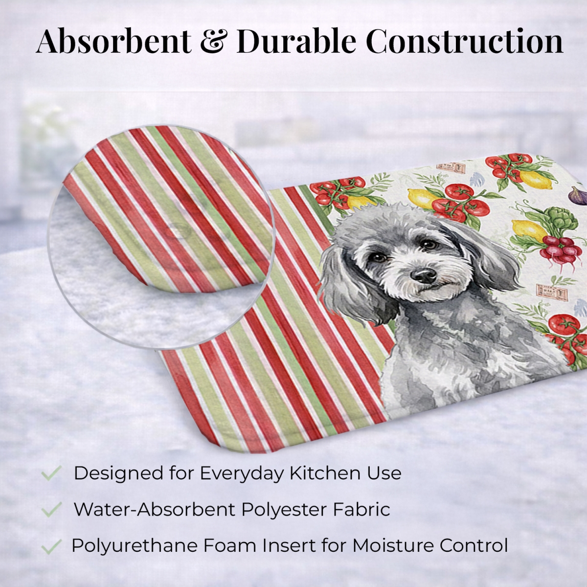 Picture of Carolines Treasures WDK8376DDM 21 x 14 in. Toy Silver Poodle Vegetables Dish Drying Mat