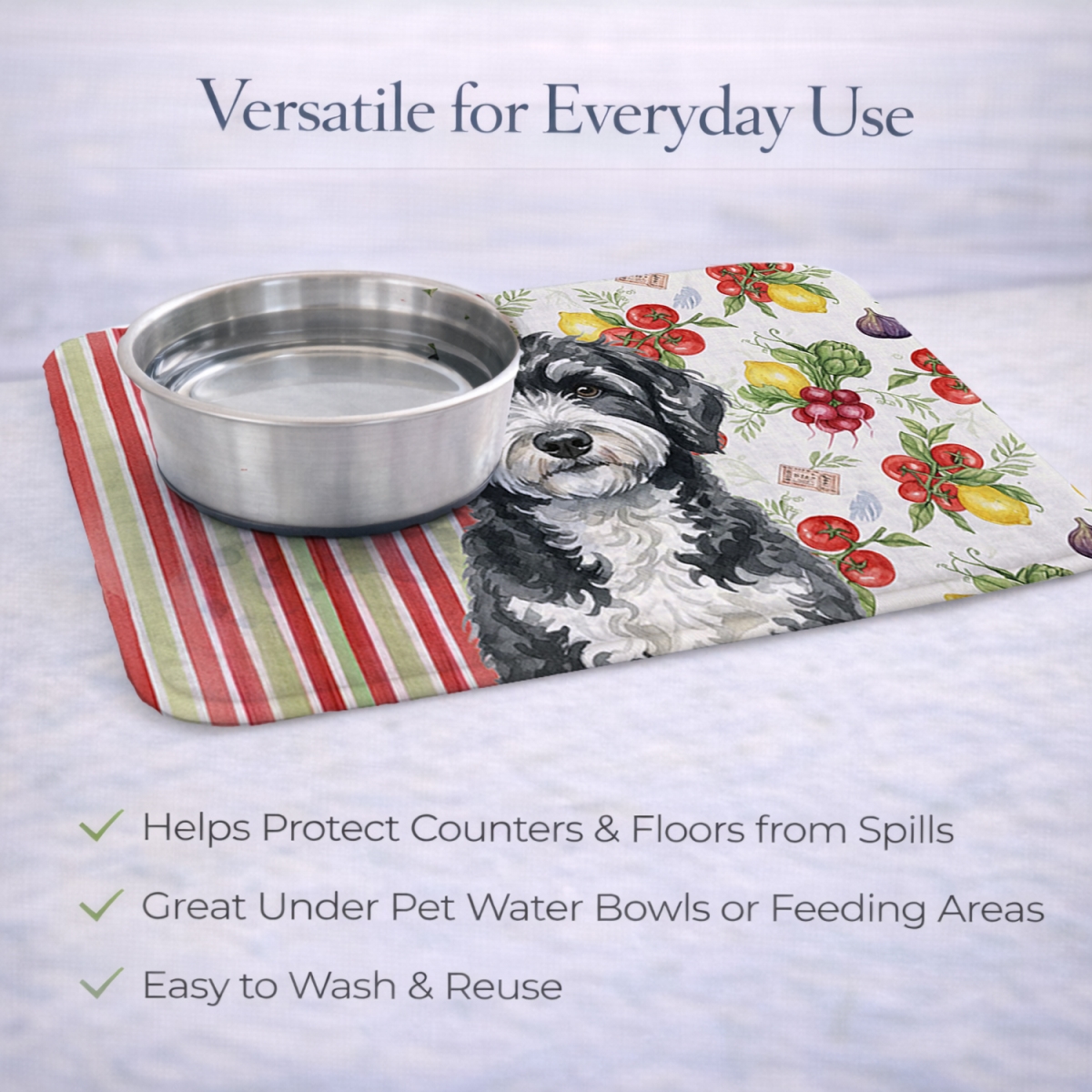 Picture of Carolines Treasures WDK8378DDM 21 x 14 in. Portuguese Water Dog Vegetables Dish Drying Mat
