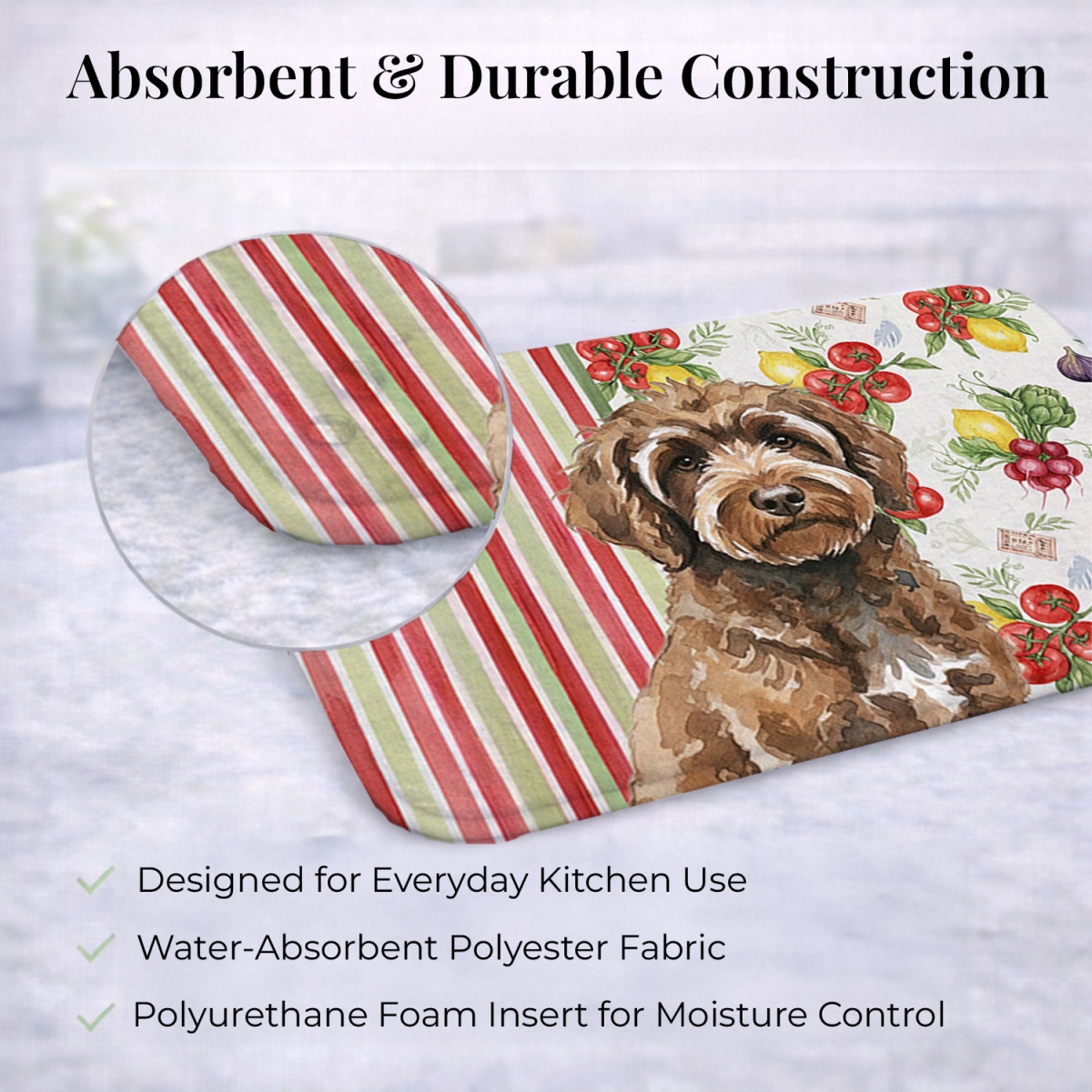 Picture of Carolines Treasures WDK8380DDM 21 x 14 in. Brown Portuguese Water Dog Vegetables Dish Drying Mat