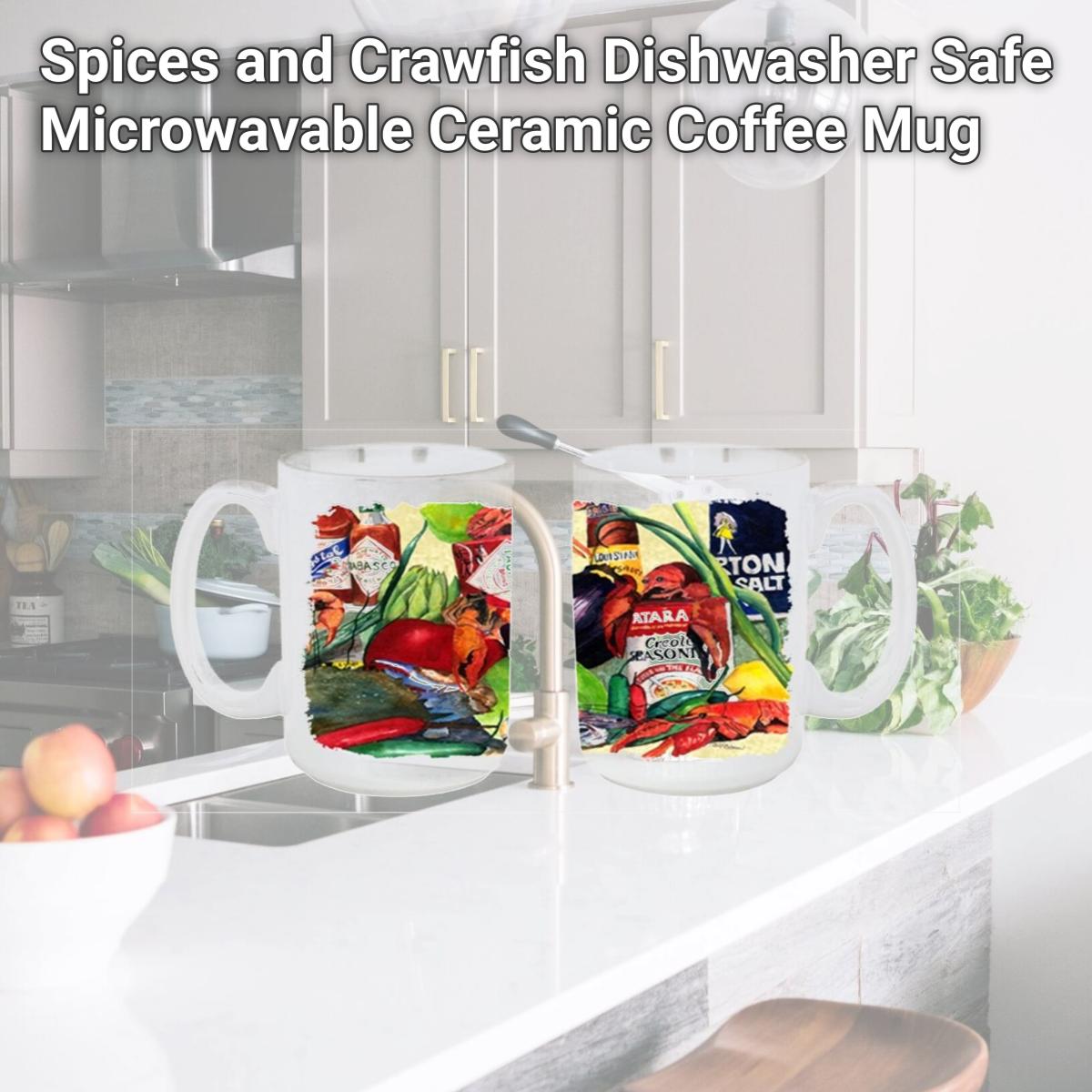 Picture of Carolines Treasures 1020CM15 Spices and Crawfish Dishwasher Safe Microwavable Ceramic Coffee Mug
