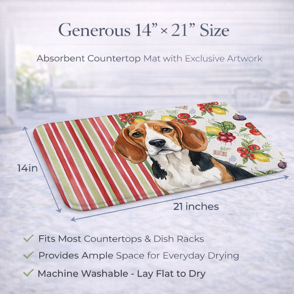 Picture of Carolines Treasures WDK8099DDM 21 x 14 in. Beagle Vegetables Dish Drying Mat