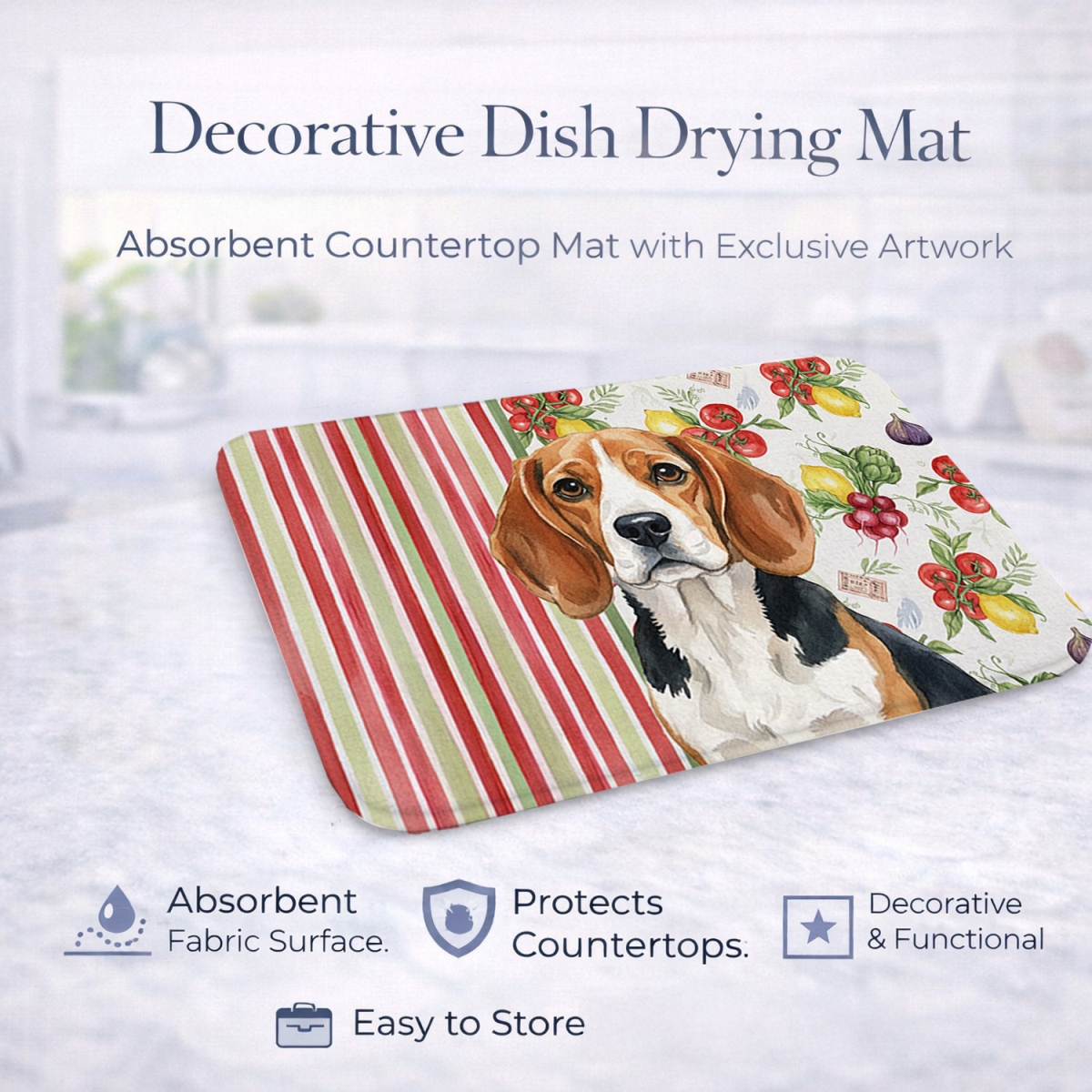 Picture of Carolines Treasures WDK8099DDM 21 x 14 in. Beagle Vegetables Dish Drying Mat