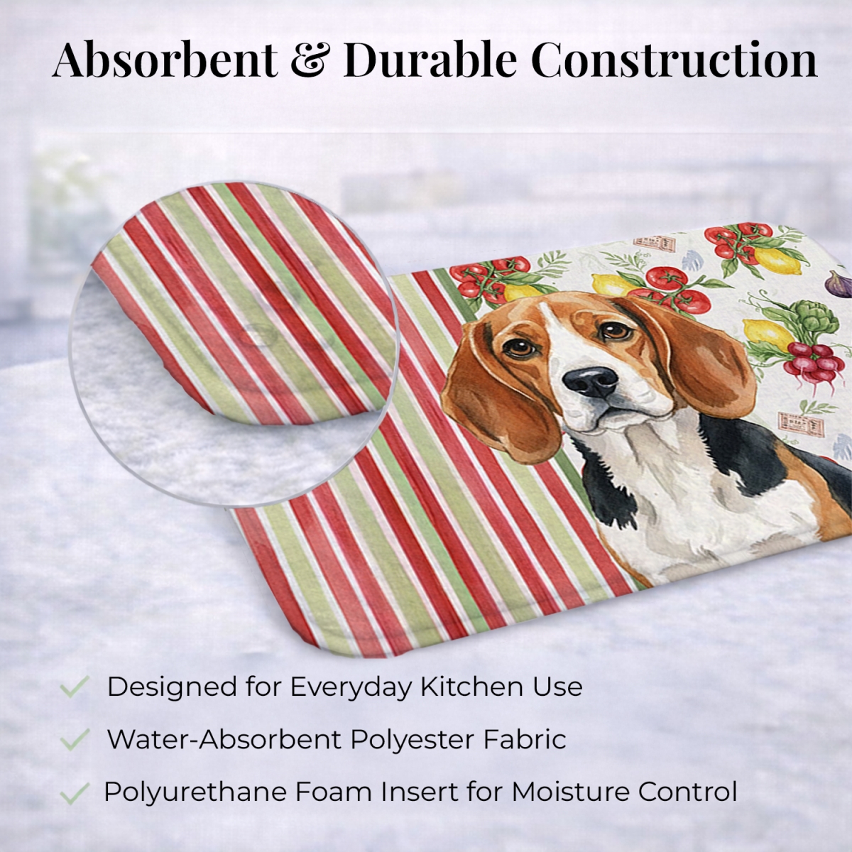 Picture of Carolines Treasures WDK8099DDM 21 x 14 in. Beagle Vegetables Dish Drying Mat